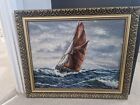 Sailing Barge At Sea Painting In Frame