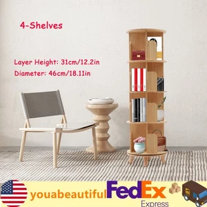 4 Layers Rotating Bookshelf Bookcase Storage Rack Floor Standing Display Holder - Picture 1 of 20