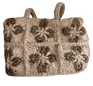 Vintage Walborg Handbag Straw Woven Rattan Wood Handles Round Box Handbag - Picture 1 of 5