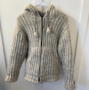 Kyber Outerwear sweater jacket womens Size Medium Beige hooded lined 100% Wool - Picture 1 of 3