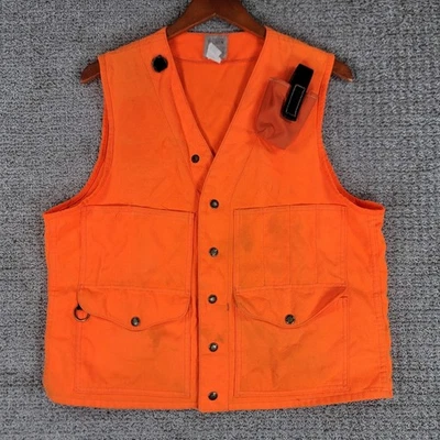 Vintage Filson Mens Style 12 Hunting Vest Orange Acrylic Size 40 Outdoor - Image 1 of 4