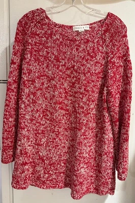 Chaus & Co Womens Sweater XL Red Crew Neck Pullover Knit Preppy - Image 1 of 4