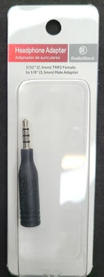 3/32" / 2.5mm TRRS (4 Pole) Female to 1/8" / 3.5mm Male Headphone Adapter NOS! - Image 1 of 4