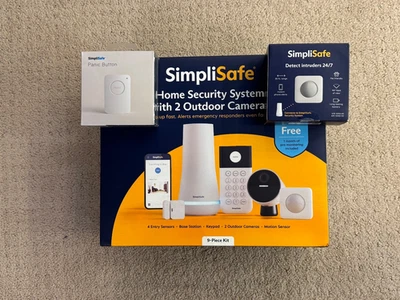 SimpliSafe security system (9 piece kit) with bonus panic button & motion sensor - Image 1 of 4