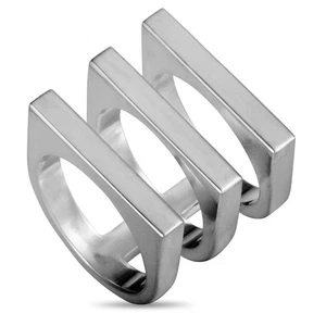 Georg Jensen Aria Silver Flat Three Band Ring 8560200-3 - Picture 1 of 6