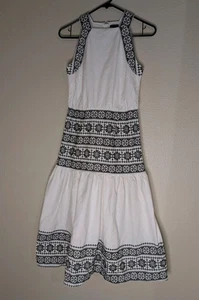Ann Taylor Halter Dress Womens Small Size 4 Embroidered White Black Floral - Picture 1 of 9
