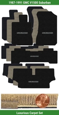 定制豪华地毯垫套装适用于87-91 GMC V1500 Suburban 带标志 (4 件) #QCY — 第 1/4 张图片