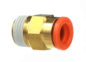 SMC KQ2H13-36AS, Male Connector, 1/2" Tube OD X 3/8" NPT, Brass, USA  - Picture 1 of 1