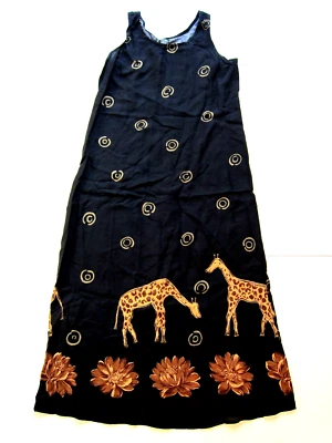 Maxi Vestido sin mangas largo floral jirafa negro marrón rayón Molly Malloy de colección 6T Foto 1 de 4