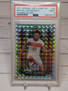 HAKAN CALHANOGLU 2020-21 Mosaic UEFA Soccer Stained Glass PSA MINT 9 - POP 2 - Picture 1 of 2