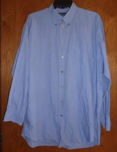 NAUTICA - BLUE TWO-TONE MINI CHECK LONG-SLEEVE SHIRT - MENS 16/32-33 - Picture 1 of 2