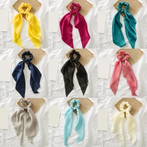 Bow Streamers Hair Scrunchies Silky Satin Hair Ring Rubber Band Headwear ❀ - Picture 1 of 22