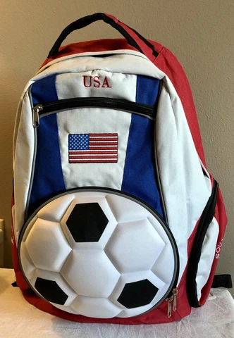Team USA World Cup Soccer Ball Backpack Book Bag S Africa 2010 Red White Blue Cover