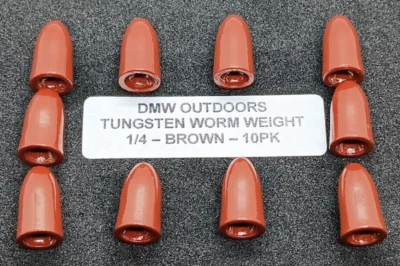 Tungsten BROWN Worm Weights 1/4 ounce (7.2g) 10pk, Bullet Weights - Image 1 of 4