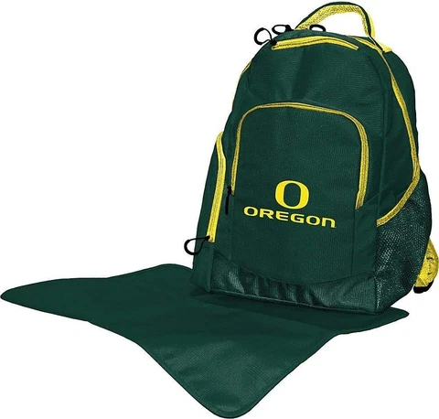 LIL FAN NCAA Oregon Ducks Diaper Backpack, 17" x 13.5" x 7", Team Color Cover