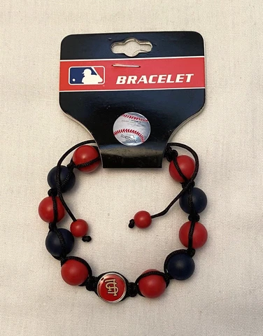St. Louis Cardinals Blue and Red Beaded Bracelet with STL logo - NWT Cover