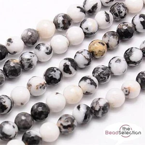 20 Black White Zebra Agate Gemstone Faceted Round Beads 10mm Premium Quality GS9 - Picture 1 of 2