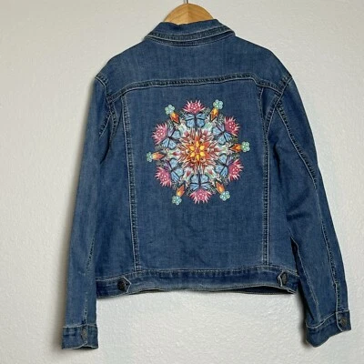Disney Girls Jean Jacket Size Large 10/12 Encanto Design on Back - Image 1 of 4