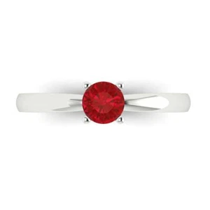 0.5Ct Round Simulated Pink Tourmaline Solitaire Cocktail Ring - 14K White Gold - Picture 1 of 11