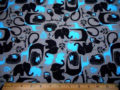 Tela para bebé por yarda OFERTA azul negro mamá y bebé animales gris niños algodón #C Foto 1 de 2