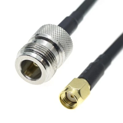 RG58 N-Type female to RP-SMA male plug Lot RF coax jumper Pigtail coaxial cable - Image 1 of 3