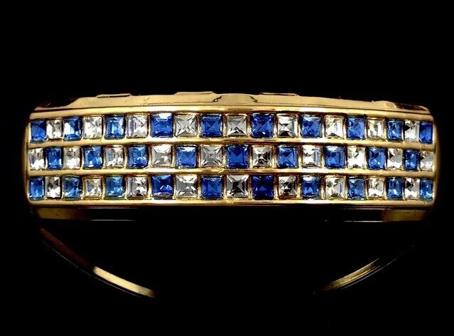 NEW! 14k Gold GP Top 6 Tooth Grillz iced SAPPHIRE BLUE cz Mouth Grills Bling out - Image 1 of 4