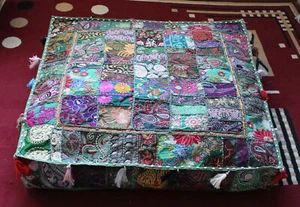 35X6" Large Square Green Patchwork Cushion Pillow Cover Room Decorative Throw - Picture 1 of 2