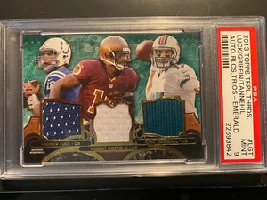 2013 Topps Trpl.Thrds. #LGT LUCK/GRIFFIN/TANNEHILL Auto.Rlcs.Trios-Emerald PSA 9 - Picture 1 of 2