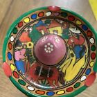 Vintage Hand Painted Mexican Pottery Sombrero Hat Figural Colorful Ashtray 4" W