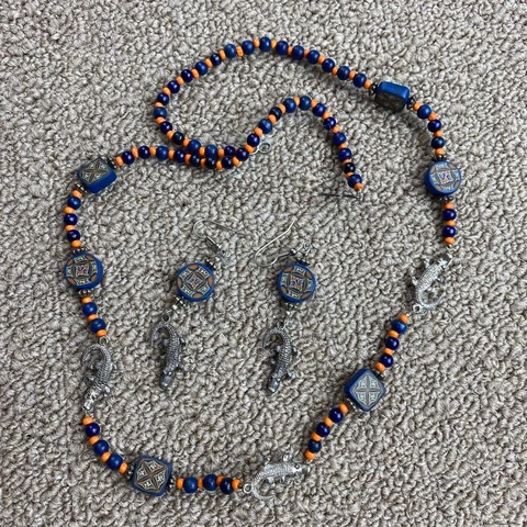 Florida Gators Womens Necklace and Earrings Costume Jewelry Orange Blue Game Day Cover