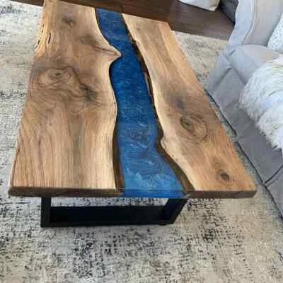 Blue Epoxy Resin River Table Top Decor Home Decor Furniture Living Room Decorate - Image 1 of 4