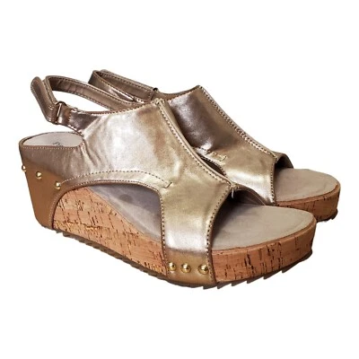 Sandalia Pierre Dumas Zapatos Mujer 8M Tono Dorado Giselle-1 Vegano Cuña Foto 1 de 4