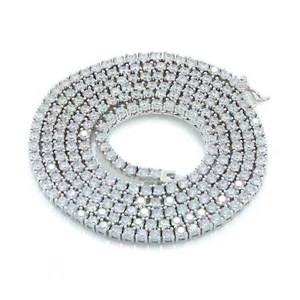 Unisex 3mm 1 Row Real 925 Sterling Silver Tennis Chain Necklace ANTI TARNISH - Picture 1 of 2