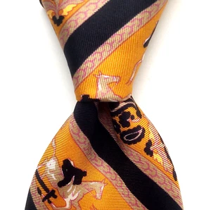 Very Vintage LANVIN Paris Silk Tie FRANCE Striped/Geometric Equestrian GUC - Picture 1 of 5