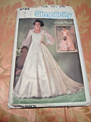 Simplicity Wedding Dress Pattern #6764 Sz 14 misses uncut factory folds - Image 1 of 4