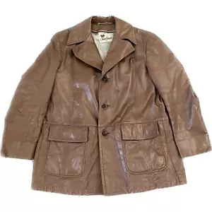 Chaqueta retro vintage años 70 Lakeland de cuero para hombre talla 44 marrón claro de colección - Imagen 1 de 7