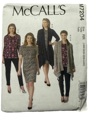 McCall's M7204 Pattern Top-Jacket-Dress-Pants-PLUS SIZE 18W-20-22-24W Retro VTG - Image 1 of 2
