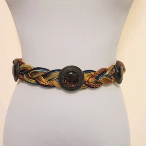 Vintage 90er geflochtener klobiger Statement Mode Taillengürtel Faux Topas Damen 33 Taille - Bild 1 von 9