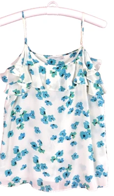 TB03118 HALOGEN Women's Viscose Tank Top Cami Ruffle Floral Multicolor Size S - Image 1 of 4