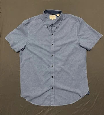 Construct Slim Fit 4 Way Stretch Shirt Mens L Blue Micro Dot Short Sleeve - Image 1 of 4