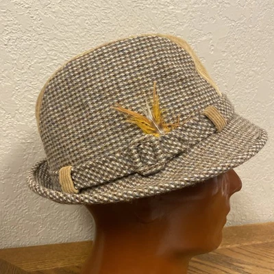 VTG DOBBS FIFTH AVENUE New York FEDORA CORDUROY/Tweed Sombrero para hombre TALLA 7 1/8 Foto 1 de 4