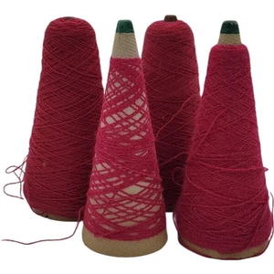 Vintage 1980s Lot of 8 Red Yarn Thread Spools Cones Craft Sewing Supplies - Picture 1 of 10