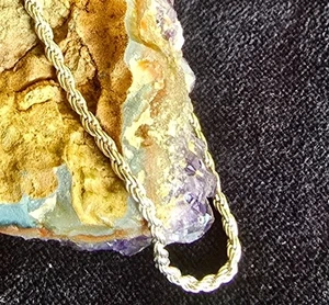 VTG 925 Sterling Silver 3mm Rope Chain Anklet Bracelet 9" Lobster Clasp Italy - Picture 1 of 8