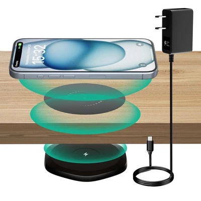 Invisible Wireless Charger,30mm Under Desk Charger Mat, Furniture Table Night... - Image 1 of 4