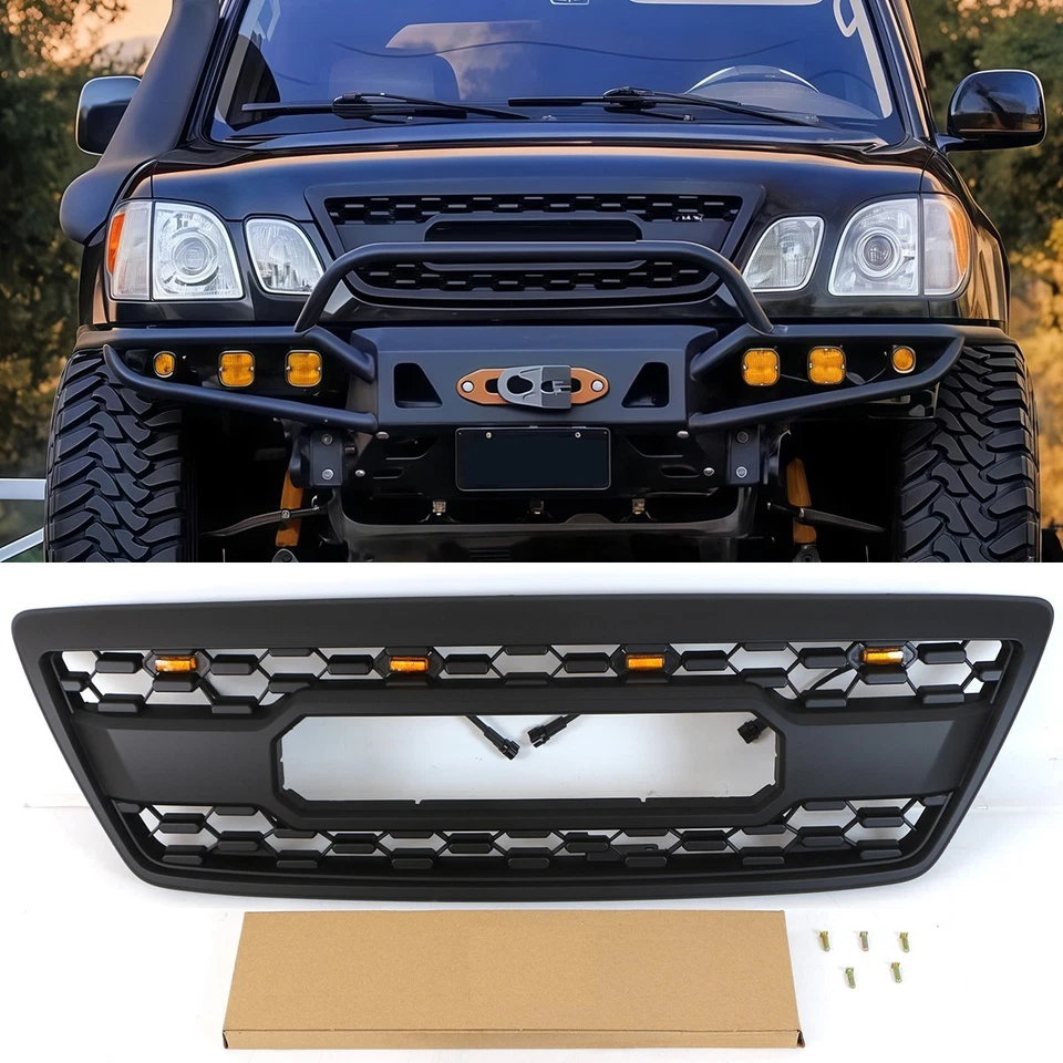 Передняя решетка подходит для Lexus LX470 2003-2007 черная решетка со светодиодными фарами - Изображение 1 из 4