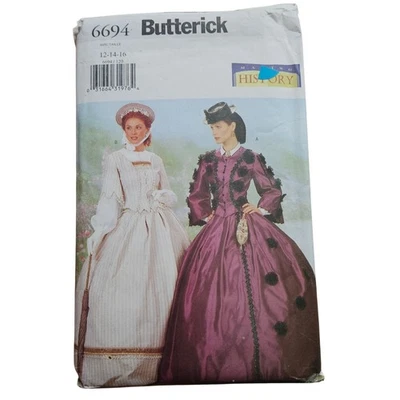 Butterick 6694 Victorian Civil War Dress Costume Pattern Gone With the Wind Gown - Image 1 of 3