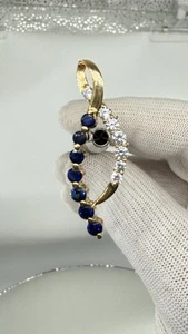 18k Yellow gold sapphire pendant with cubic Zirconium - Picture 1 of 12