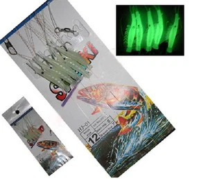 1 Pack Sabiki 5 Shrimp Rigs Glow in the dark Baits Fishing Lures Catch Sz12 Hook - Picture 1 of 12