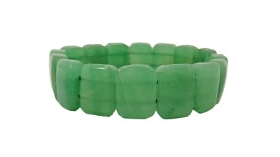 Green aventurine genuine stone stretch bracelet with rectangle cut stones  New - Image 1 of 4