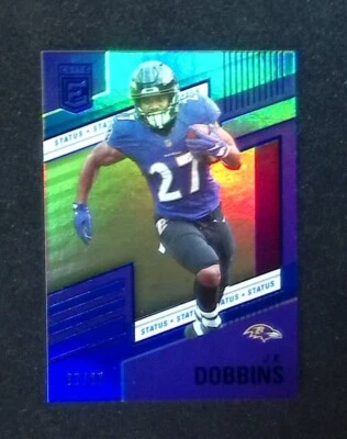 JK DOBBINS #64 /27 2022 PANINI DONRUSS ELITE RAVENS BLUE STATUS - Image 1 of 2